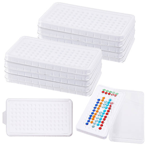 100-Hole Rectangle Plastic Loose Gems Storage Boxes