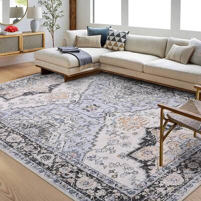 Garvee Washable Rug 5x7 Rugs for Living Room Soft Indoor Low Pile Accent Rug Oriental Floral Print Aesthetic Rug Traditional ...