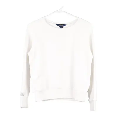 Age 12-13 Ralph Lauren Embroidered Sweatshirt - XL White Cotton Blend