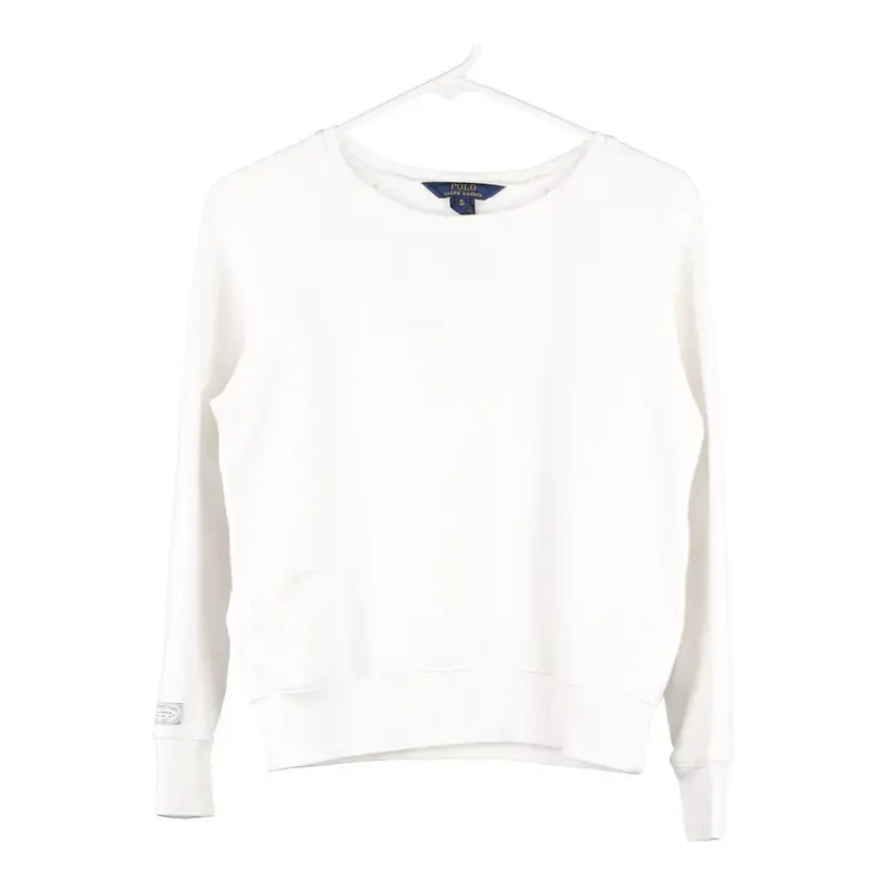 Age 12-13 Ralph Lauren Embroidered Sweatshirt - XL White Cotton Blend
