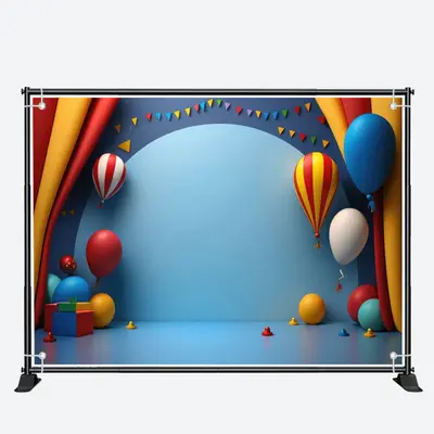 Blue Balloons Curtain 1st Birthday Backdrop For Kits - Aperturee