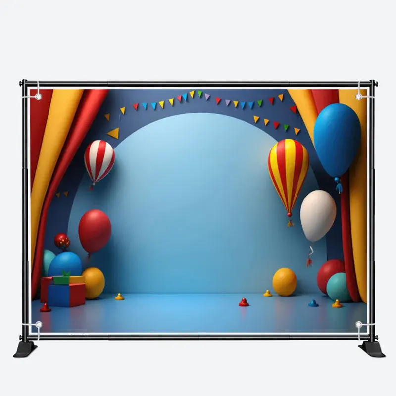 Blue Balloons Curtain 1st Birthday Backdrop For Kits - Aperturee