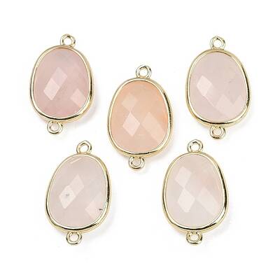 Natural Rose Quartz Faceted Connector Charms