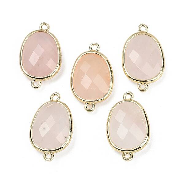 Natural Rose Quartz Faceted Connector Charms