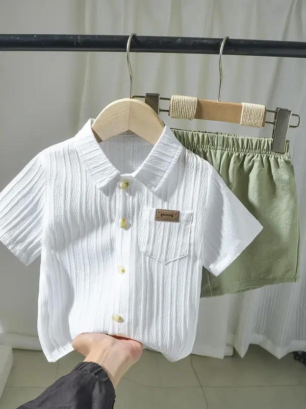 Two-Piece Set Boy's Short Sleeve Polo Shirt & Shorts, Casual Summer Clothes for Kids, Kids Clothing for Beach Vacation Holid...