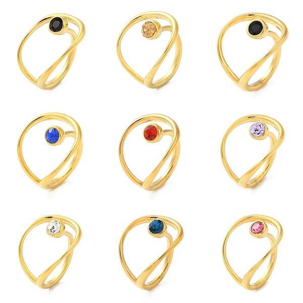 Real 14K Gold Plated 304 Stainless Steel Hollow Teardrop Open Cuff Ring