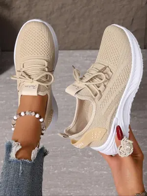 Women's Fashionable Mesh Breathable Lightweight Sneakers, Casual Comfortable Sports Running Shoes, Female All-match Round Toe...