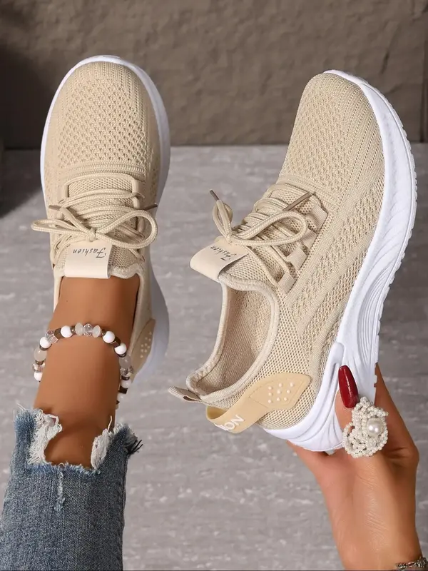 Women's Fashionable Mesh Breathable Lightweight Sneakers, Casual Comfortable Sports Running Shoes, Female All-match Round Toe...