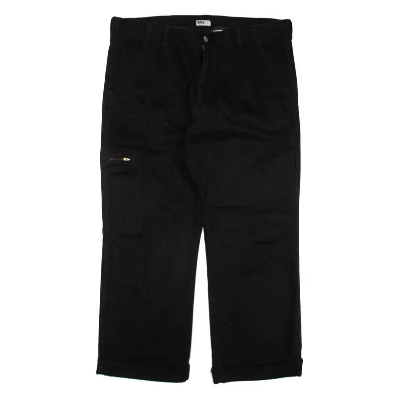 RIFLE Trousers Black Loose Straight Mens W38 L27