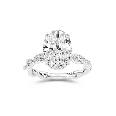 ChiraTan Oval Lab Grown Diamond Engagement Ring | 14K White Gold 2 7/8 CT. TW.