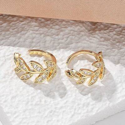 Brass Micro Pave Clear Cubic Zirconia Cuff Earrings