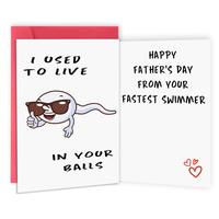 Cute First Fathers Day Card for New Dad, Two-sided 1st Fathers Day Gift , I Used to Live in Your Balls