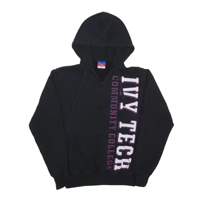 CHAMPION Ivy Tech College 1/2 Zip USA Hoodie Black Pullover Mens S