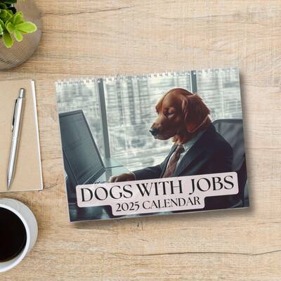 Funny 2025 Dog Wall Calendar Dogs With Jobs White Elephant Dog Lover Gift Yearly Calendar