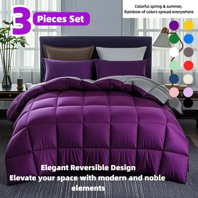 Cosybay 3pcs Luxury Color Bed Comforter Sets, 2 Pillowcases, 1 Comforter Sets Queen, Perfect for Home Bedroom & Hotel & Schoo...