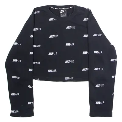 NIKE Air Cropped Womens Sweatshirt Black Crew Neck S
