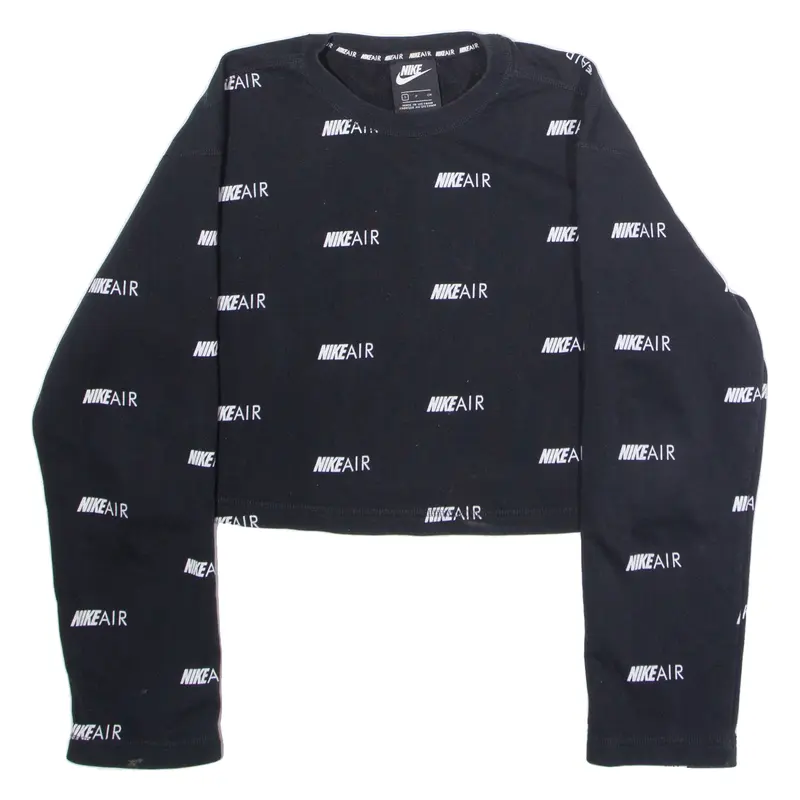 NIKE Air Cropped Womens Sweatshirt Black Crew Neck S