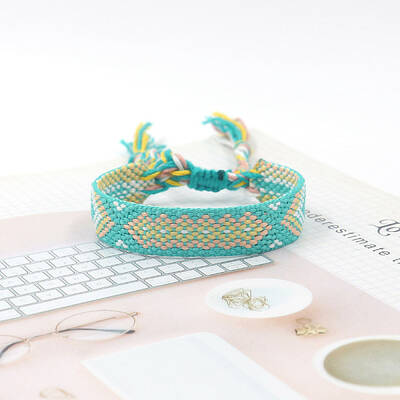 Polyester Braided Rhombus Pattern Cord Bracelet