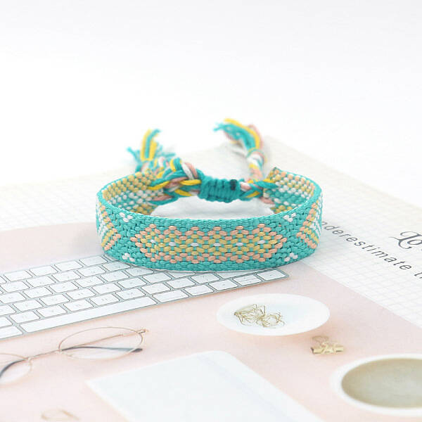 Polyester Braided Rhombus Pattern Cord Bracelet
