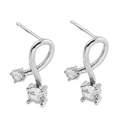 Brass Micro Pave Clear Cubic Zirconia Earring