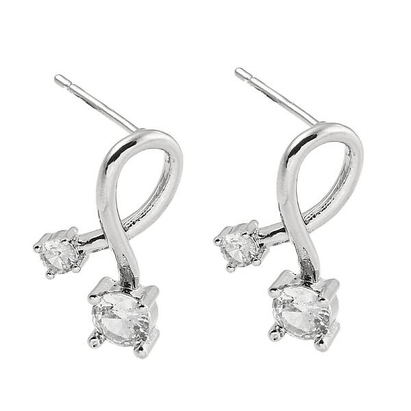 Brass Micro Pave Clear Cubic Zirconia Earring