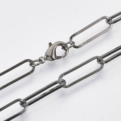 Brass Flat Oval Paperclip Chain Necklace Making