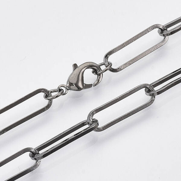 Brass Flat Oval Paperclip Chain Necklace Making