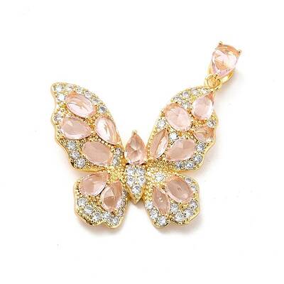 Brass Micro Pave Clear Cubic Zirconia Pendants