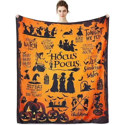 Witch Pattern Blanket, Soft Flannel Blanket, Warm & Comfortable Throw Blanket, Suitable for Sofa, Bed, Sofa Chair, Bedroom De...