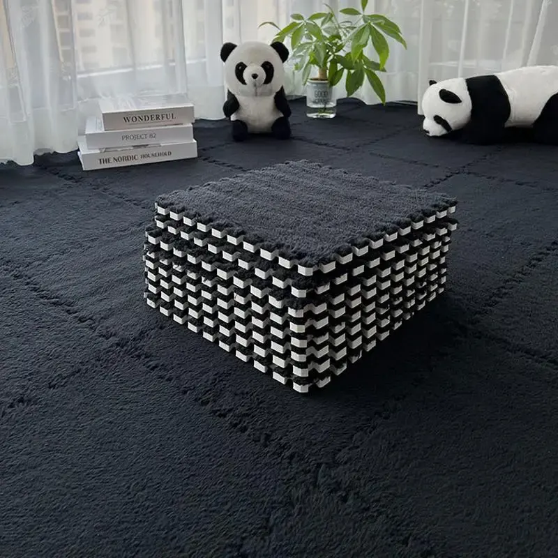 Plush Foam Interlocking Carpet Tile Floor Mat, 10pcs Fluffy Square Interlocking Puzzle Area Rug, Rugs for Room Men, Soft Anti...