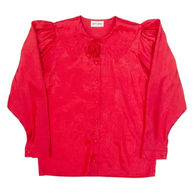 Womens Shirt Red Collared Long Sleeve S