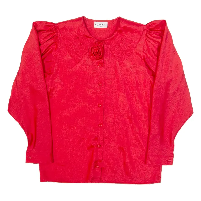Womens Shirt Red Collared Long Sleeve S