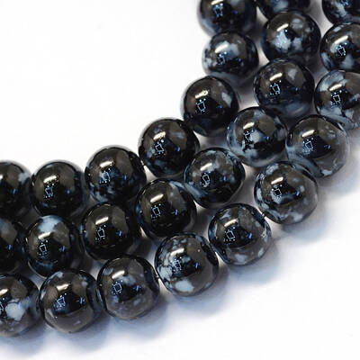 Baking Painted Glass Round Bead Strands