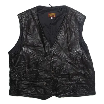 BULUR Mens Gilet Black Faux Leather XL