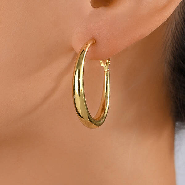 Brass Large Hoop Earrings for Women