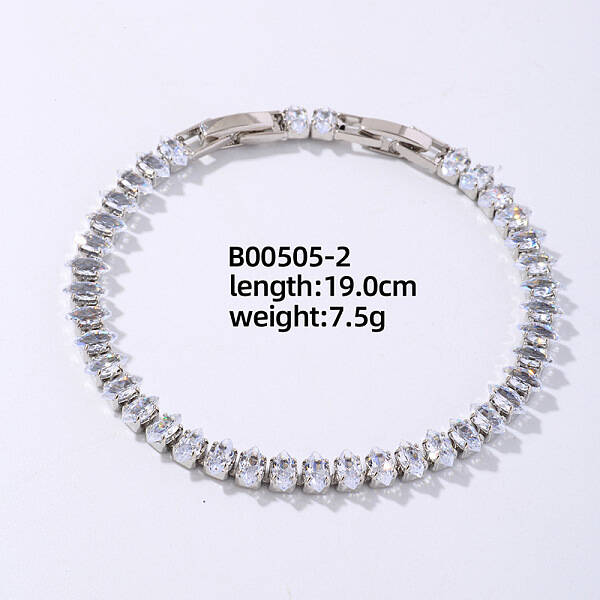 Brass Rhinestone Horse Eye Link Bracelets for Women