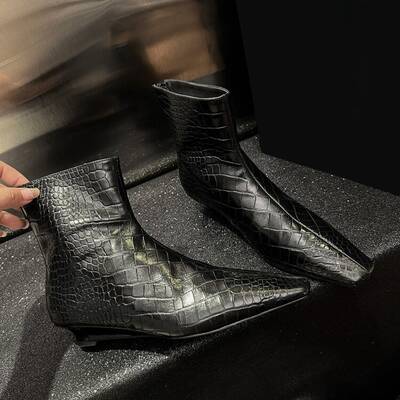 CHIKO Autumn Square Toe Wedge Ankle Boots