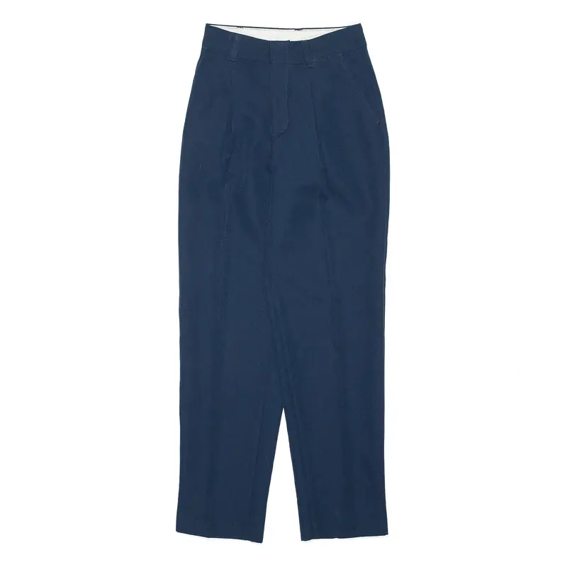 Pleated Blue Regular Mom Trousers Womens W22 L26