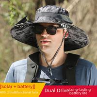 Long Endurance Lithium Battery Fan Solar Charging Strong Sun Protection Hat Male Sun-Shade Fisherman Hat Quick-Drying neck co...