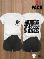 Women's Letter Print Short Sleeve Tee & Skinny Shorts Two-piece Set, Casual Round Neck T-shirt & Short Leggings, Ladies Summe...