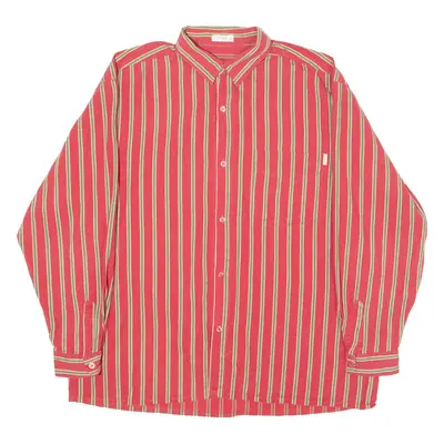 ESPRIT Mens Shirt Red Striped Long Sleeve L