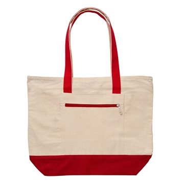 75 Customized 12 oz. Cotton Canvas Zippered Nautical Tote - ...