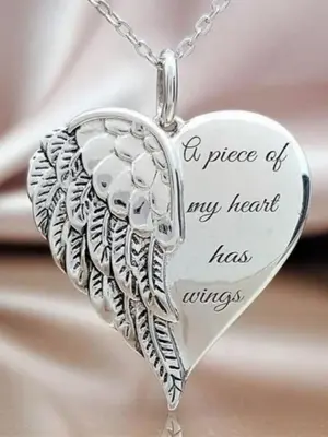 Fashion Letter & Wing Design Pendant Necklace, New Fashion Stainless Steel Charms Jewelry for Daily Wear, Trendy All-match & ...