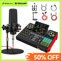 Tenlamp G10-PK PRO Audio Mixer, Live Sound Card with XLR Microphone Connector, Professional Chipset, 48V Phantom Power Supply...