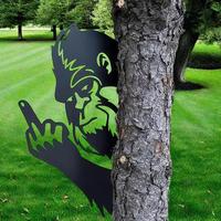 2025 Latest Bigfoot Metal Art Showing Middle Finger Bigfoot Yard Decor Sasquatch Statue Sign Big Foot Flipping Off Tree Faces...