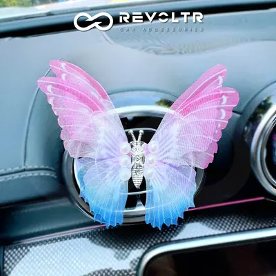 Flying Butterfly Car Air Outlet Decoration, 1 Piece Handcrafted Car Air Vent Decors, Vent Clip and Adhesive Mount, Car Interi...