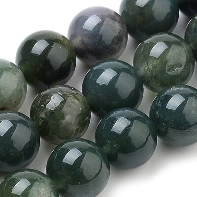 Natural Moss Agate Beads Strands