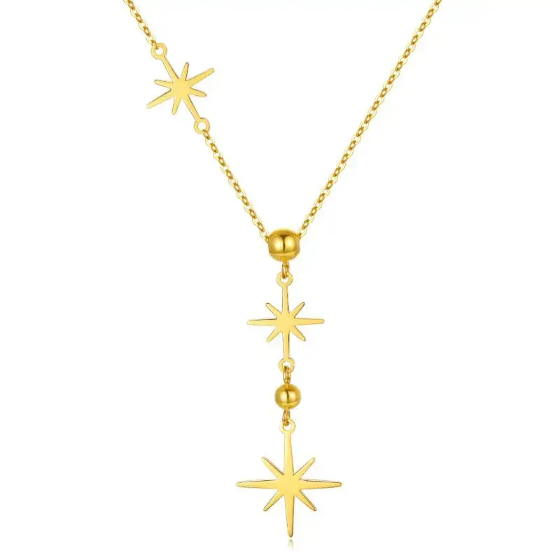 14K Gold Star Non-adjustable Y-Necklace