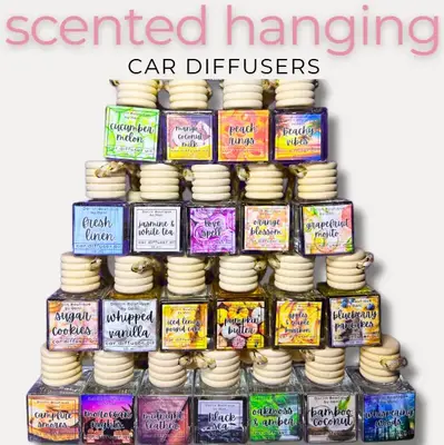 Scented Hanging Car Diffusers 10ml Oil Based Formula with Bamboo Reed Sticks Non Aerosol Compact for Versatile Car Use Freshe...