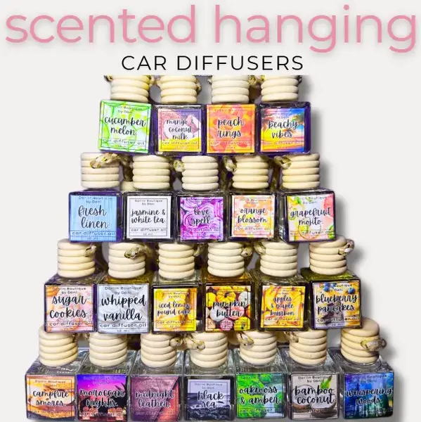 Scented Hanging Car Diffusers 10ml Oil Based Formula with Bamboo Reed Sticks Non Aerosol Compact for Versatile Car Use Freshe...
